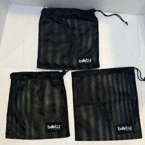 3 Pack Booty by Brabants Black Mesh Travel Bag W/ Drawstring 10.5”x12”